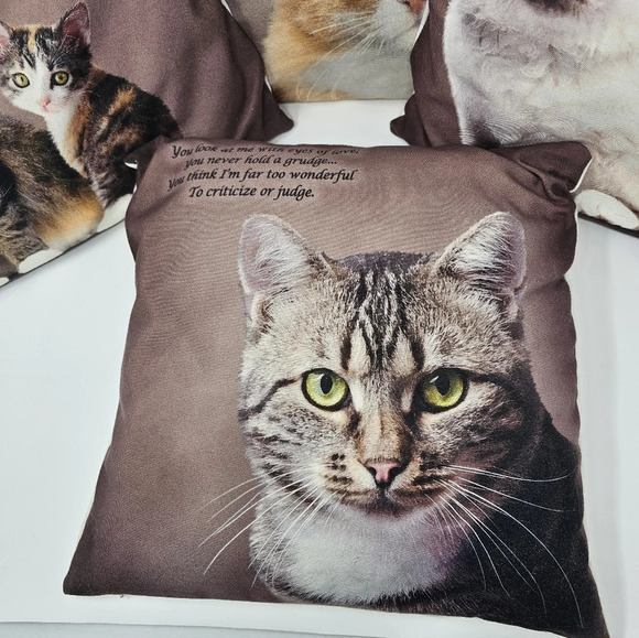 Danbury Mint Canvas Cat Feather Pillows Collection Set of 4 Zipper Closure - Picture 3 of 13